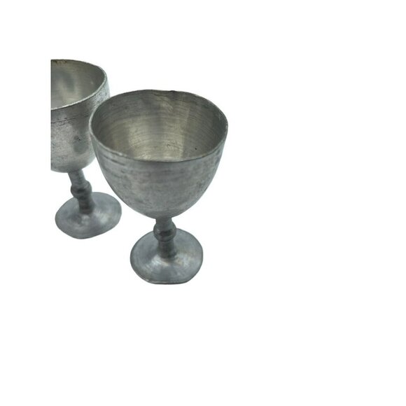 Pewter Shot Goblets Glasses Lot of 6 Small Vintage VTG Bar Stemmed Glasses - Picture 5 of 7